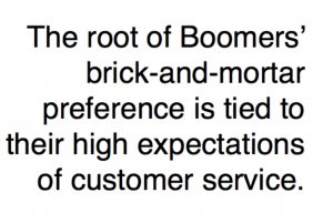 The root of Boomers' brick-and-mortar preference is tied to their high expectations of customer service.